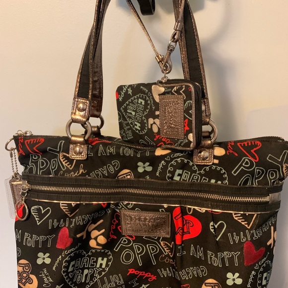 Coach Handbags - Coach Y2K Graffiti tote/wristlet bundle w/flaws